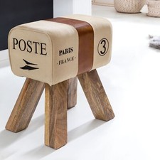 FineBuy sgabello Springbock poggiapiedi sgabello da ginnastica cavallo tela sgabello