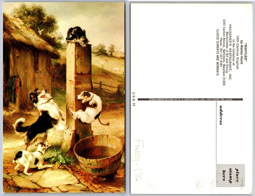 Cartolina gatti cani barnyle - cani,