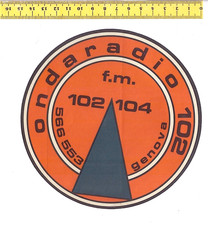 ONDARADIO FM 102/104 radio Genova 80s sticker promo adesivo