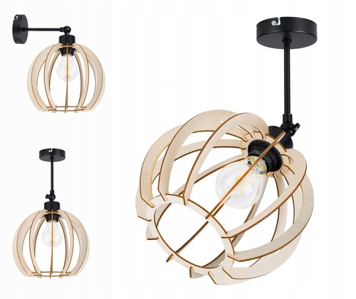 Wooden ball pendant light - wooden,