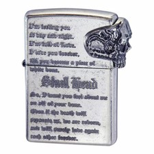 Zippo testa teschio 3 lati metallo nichelato barile placcatura acquaforte Giappone Limited Cool