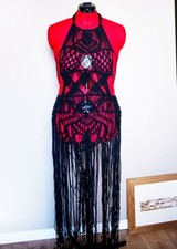 Abito Nero Donna In Macramè, Fatto A Mano, Un Modello Esclusivo, Abito Estivo