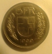MONETA 5 FRANCHI SVIZZERI - 1989 - SVIZZERA - CUPRONICHEL - OTTIMA (253)