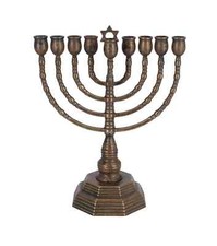 candeliere CANDELABRO EBRAICO 9 braccia IN  OTTONE Hannukka con stella 6 punte