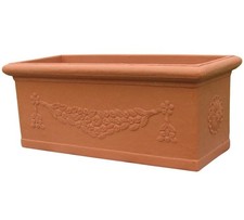 Vaso in Resina Festonato Rettangolare Color Terracotta 80x40