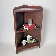 Angoliera antica rustica in legno mobile ad angolo libreria tavolino con ripiani