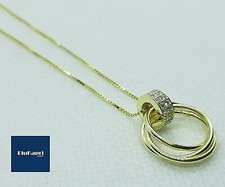 Collana Donna in argento 925 dorato ciondolo con swarosky bianchi