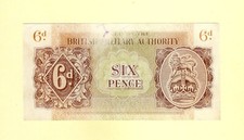 AUTORITÀ MILITARE BRITANNICA 6 SEI PENCE - 1943 P-M1 VF++ REGNO MOLTO RARO