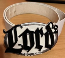 Cintura Belt Dsquared2 Lord leather pelle Bianca Nera Taglia M