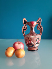 Vaso artigianato sardo dipinto a mano, vintage Sardegna, terracotta, h.22 cm.