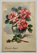 Cartolina Illustrata Rose Firmata Viaggiata 1953 Fr. Sciabica
