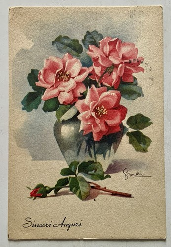 Cartolina illustrata rose - illustrata,