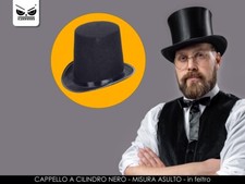 CARNEVALE HALLOWEEN CAPPELLO CILINDRO NERO TUBA IN FELTRO COSPLAY HAT HT868