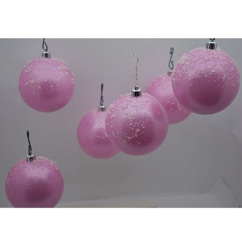 Palline rosa innevevata 10cm