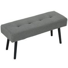 HOMCOM Panca da Ingresso in Tessuto Effetto Velluto a Coste 100x36x45 cm Grigio