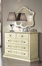 CASSETTIERA A 5 CASSETTI COLOR AVORIO DECORATO A MANO