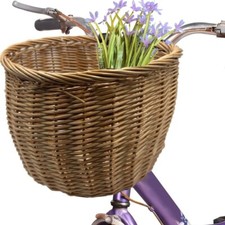 Cestino Bicicletta Anteriore Vimini Cinturini in pelle 29x23x25 cm - 1861