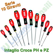 Serie Set 10 Giraviti Cacciaviti USAG Taglio Croce PH PZ 322 SH10 - U03220255