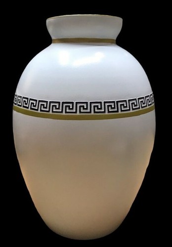 Vaso vetro bianco con greca - in,