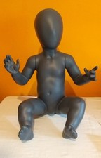 Manichino Infante Seduto Testa Uovo Grigio Opaco Bimbo Bambino Vetrina  Design 