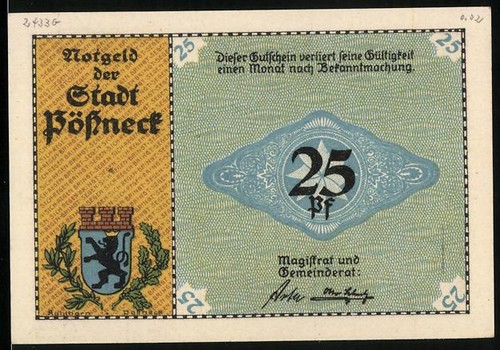 Notgeld pössneck pfennig - 25,