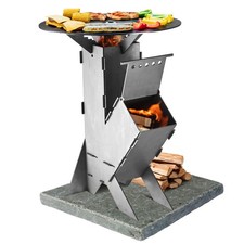 Forno a razzo con piastra grill a incastro acciaio massiccio spesso 3 mm