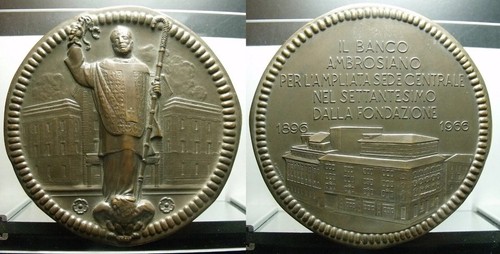 Medaglia banco ambrosiano 1966 - medaglia,