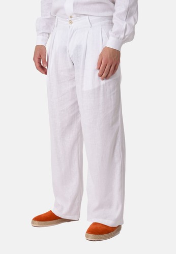 Pantaloni uomo 100 lino - lino, made