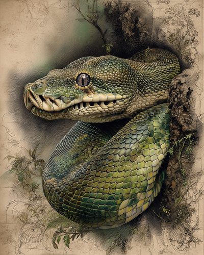 Serpente verde 8x10 - , arrotolato