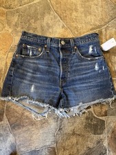 Pantaloncini donna Levis 501 in denim elasticizzato con bottoni e taglio a mosca!!(27)