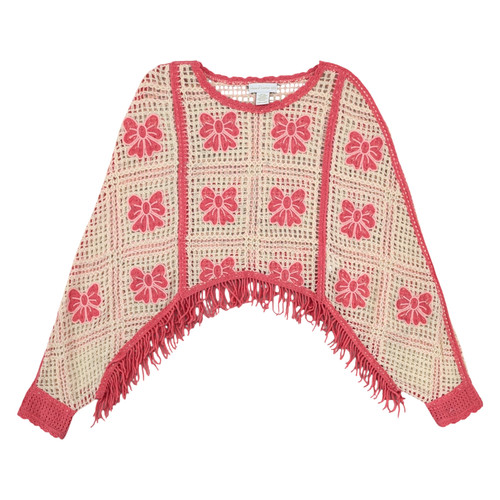 Maglione maglia poncho fiocco