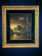 ?? R. Augustinus - château - Quadro ad olio - paesaggio con Castello 1969