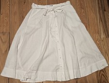 NWOT Polo Ralph Lauren Women's Ivory 100% Linen A-Line Midi Skirt