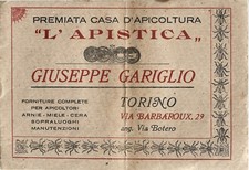 Catalogo Gariglio - L' Apistica  Torino  Casa d'Apicoltura  anni '20 - Api Arnie