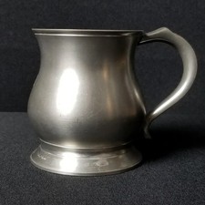 Tazza birra peltro pub inglese vintage anni 60, corona e rosa tankard, forma bulbo