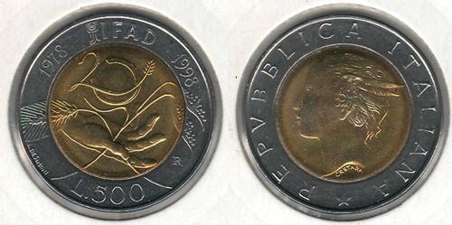 Italy 500 lire 1998