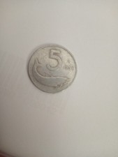 Moneta 5 Lire del 1954 REPUBBLICA ITALIANA Originale Antica Rara Delfino