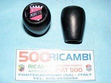 FIAT 500 EPOCA & 126 POMELLO LEVA CAMBIO IN PELLE NERO + LOGO ADESIVO MORETTI