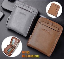 Portafoglio Uomo RFID Blocco Pelle Bifold Porta Carte di Credito ID Zip Intorno Borsello