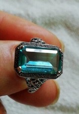 Anello Argento Con Acquamarina Naturale Mis. 9 Americana.