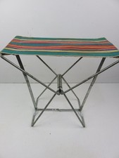 vecchio SGABELLO DA PESCATORE per PESCA PIEGHEVOLE ripiegabile metallo tessuto