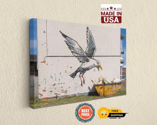 Stampa tela gabbiano banksy - su,