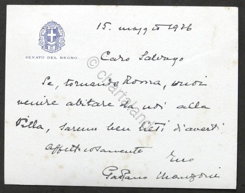 Biglietto con autografo del