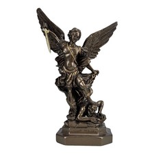 Statua greca San Michele Arcangelo sconfitto Lucifero scultura colore bronzo
