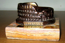 COLOSSEO modellino in ottone bronzo base marmo granito - statuina Vintage Roma
