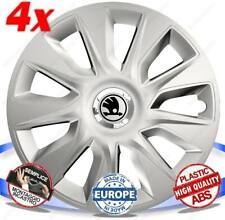 SET 4 BORCHIE RUOTA COPRI CERCHI CALOTTE 15 STRATOS SILVER PER SKODA FABIA