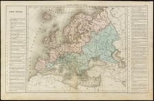 1860ca - Europa Fisica - Carta Geografica Scuola Antica
