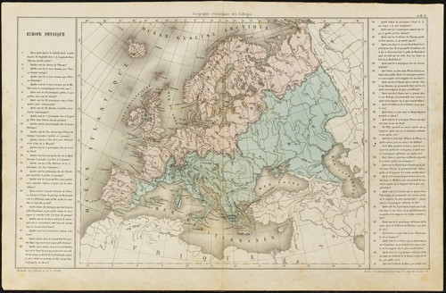 1860ca europa fisica carta - europa,