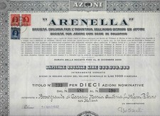  1952 *  PALERMO * AZIONE SOCIETA ARENELLA * PRODUZIONE ACIDO CITRICO * STORICA