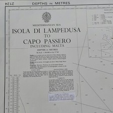  Isola Di Lampedusa Carta Nautica A Capo Passero Incluso Malta Originale Vintage